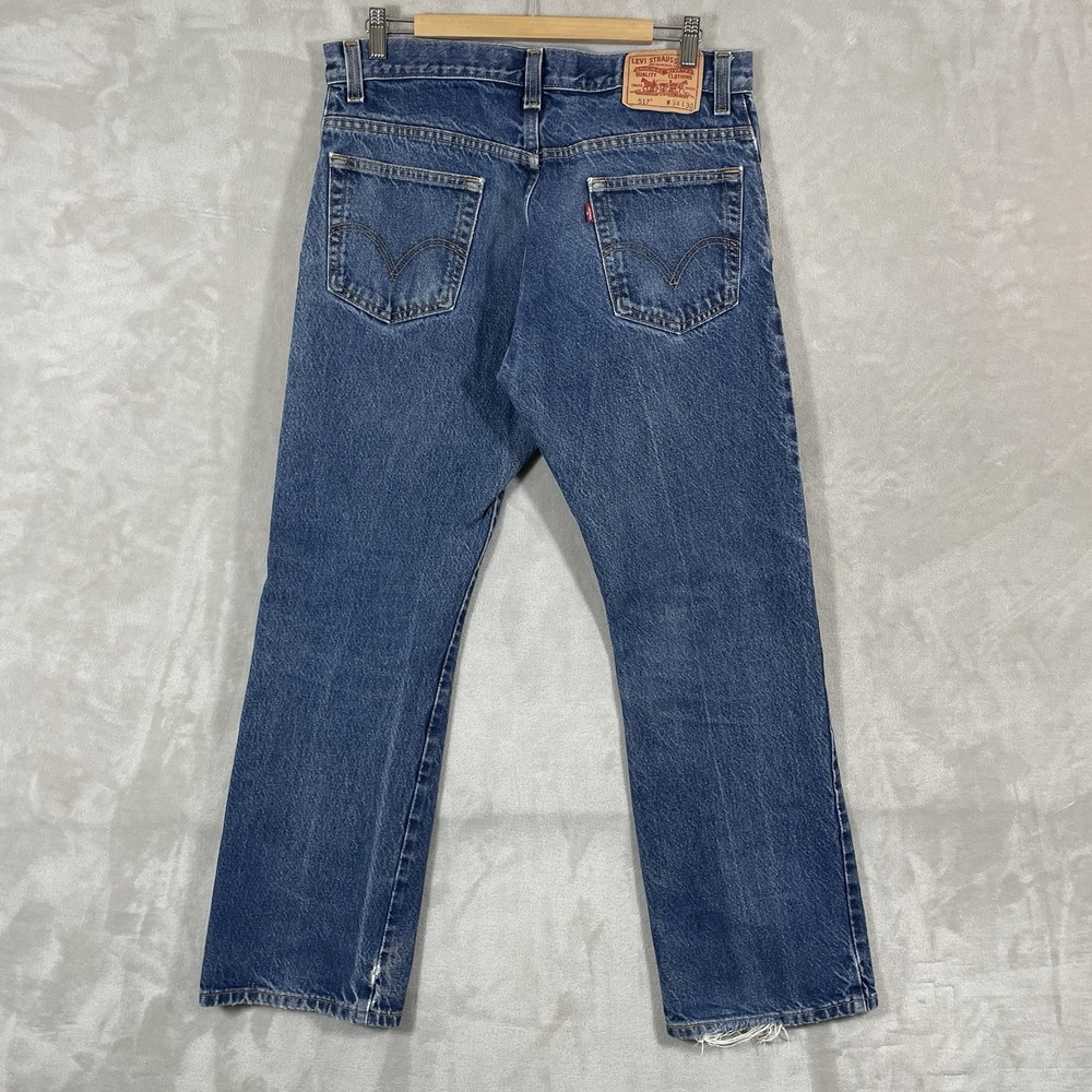 Vtg Levis 517 Jeans Mens 34x30 Whisker Fade Bootcut Distressed Honeycomb Y2K - Picture 2 of 16